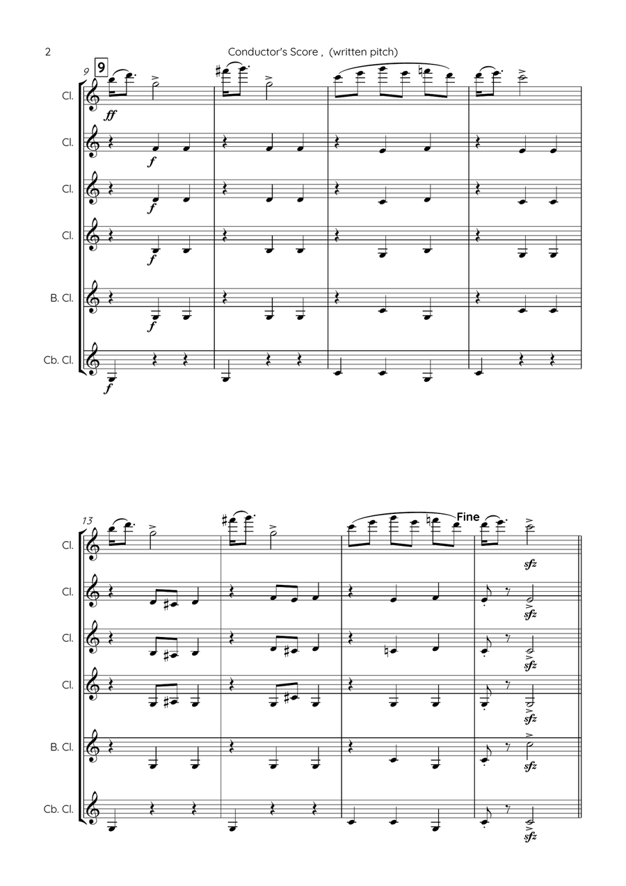 Mazurka, op. 10 no. 4 Clarinet Choir scores gallery preview page 2