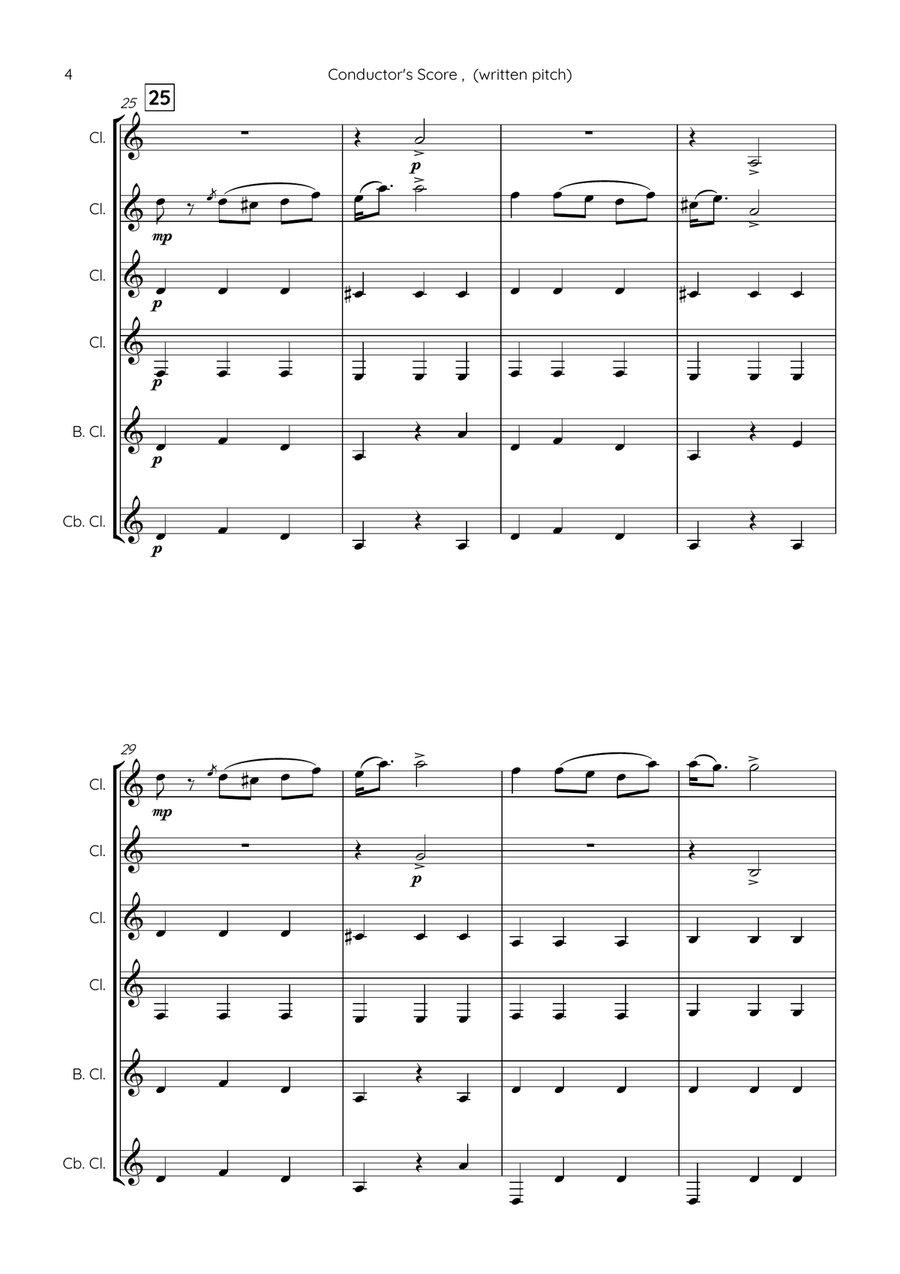 Mazurka, op. 10 no. 4 Clarinet Choir scores gallery preview page 4