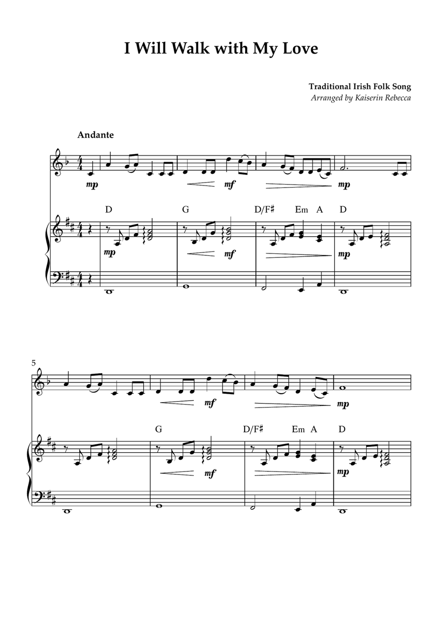 I Will Walk with My Love I Will Walk with My Love A Clarinet scores gallery preview page 1