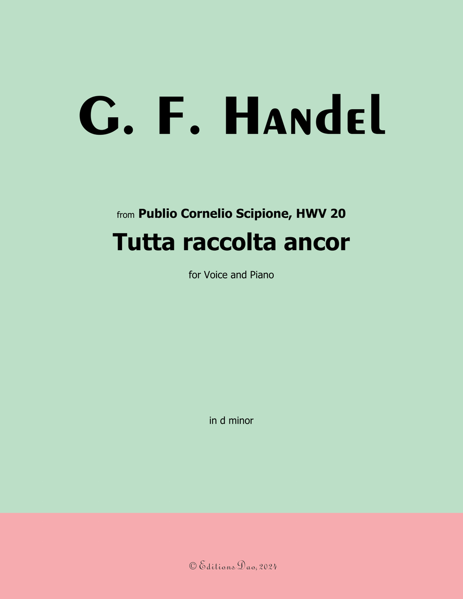 Tutta raccolta ancor, by Handel, in d minor Piano, Vocal scores gallery preview page 1