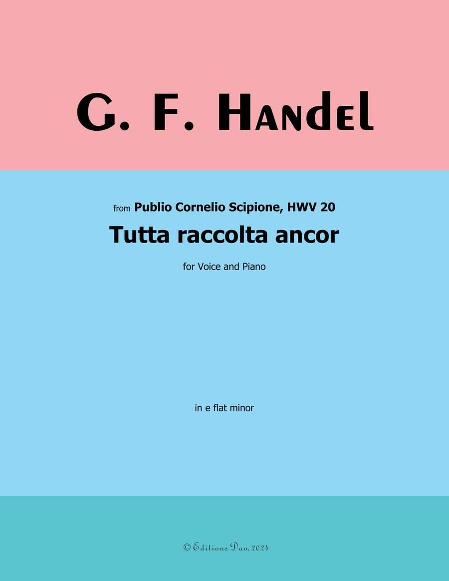 Tutta raccolta ancor, by Handel, in e flat minor Piano, Vocal scores gallery preview page 1