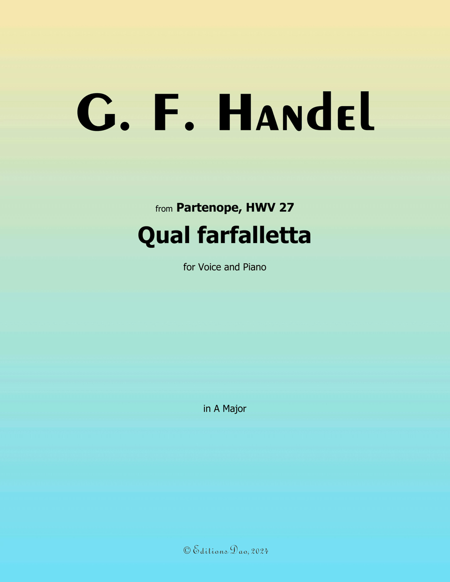 Qual farfalletta, by Handel, in A Major Piano, Vocal scores gallery preview page 1