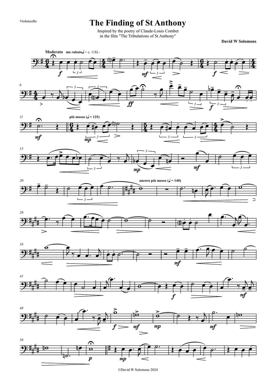 The finding of Saint Anthony for cello and guitar String Duet scores gallery preview page 5