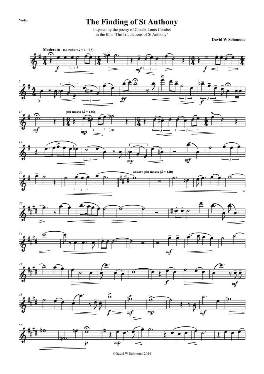 The finding of Saint Anthony for violin and guitar String Duet scores gallery preview page 5