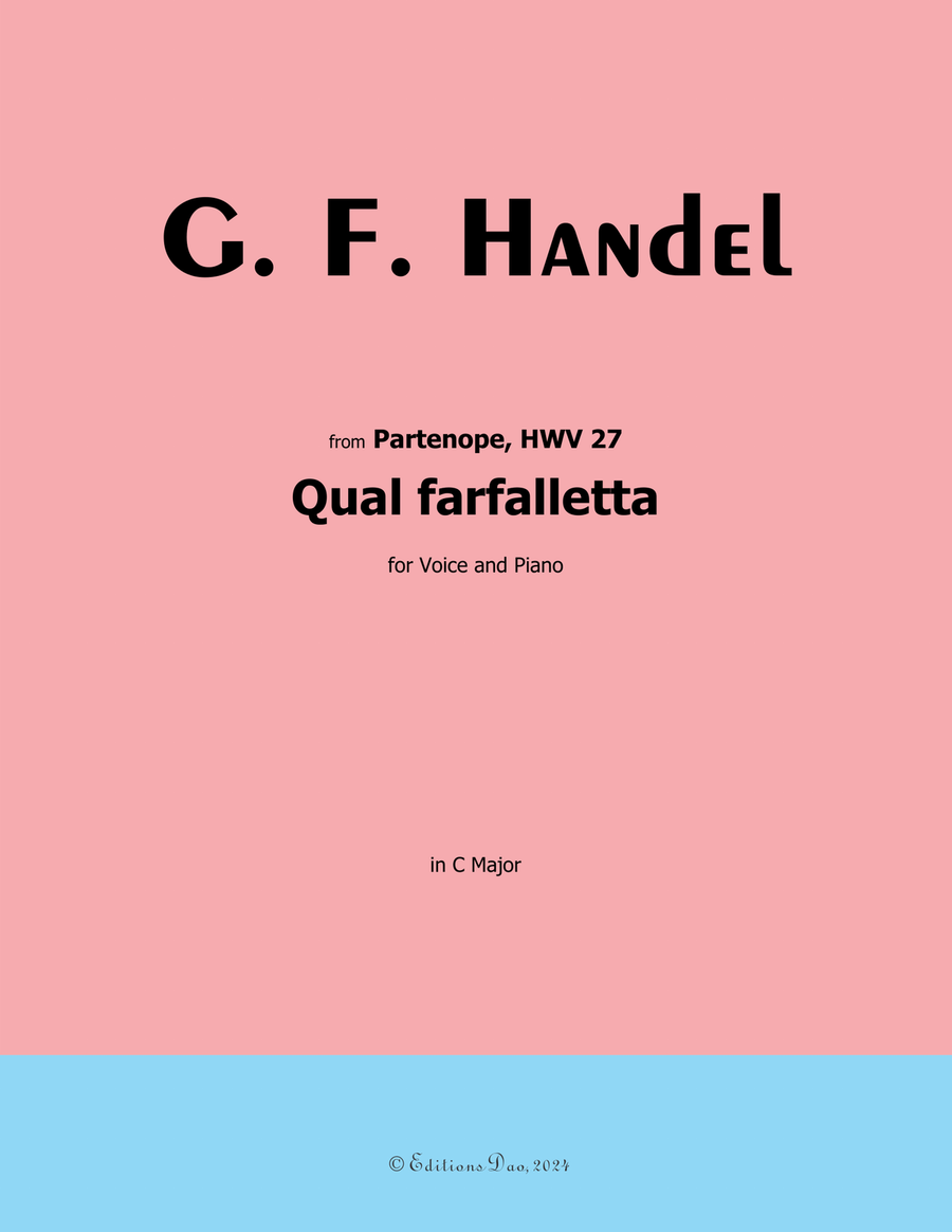 Qual farfalletta, by Handel, in C Major Piano, Vocal scores gallery preview page 1