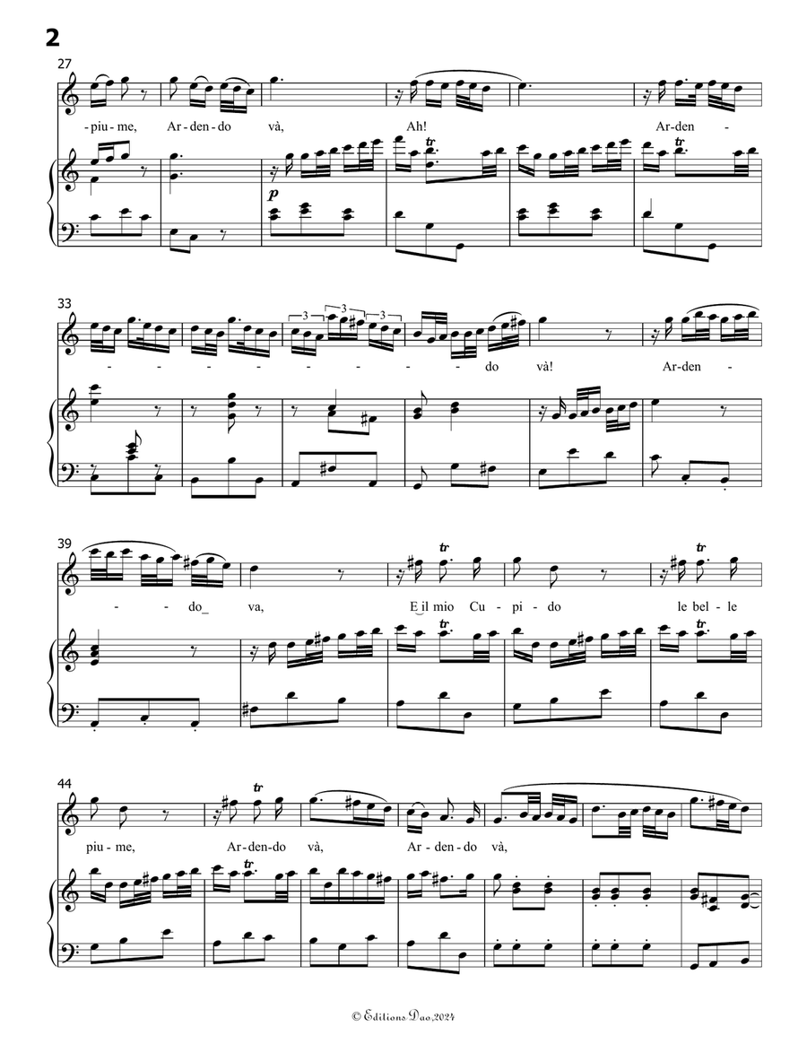 Qual farfalletta, by Handel, in C Major Piano, Vocal scores gallery preview page 4
