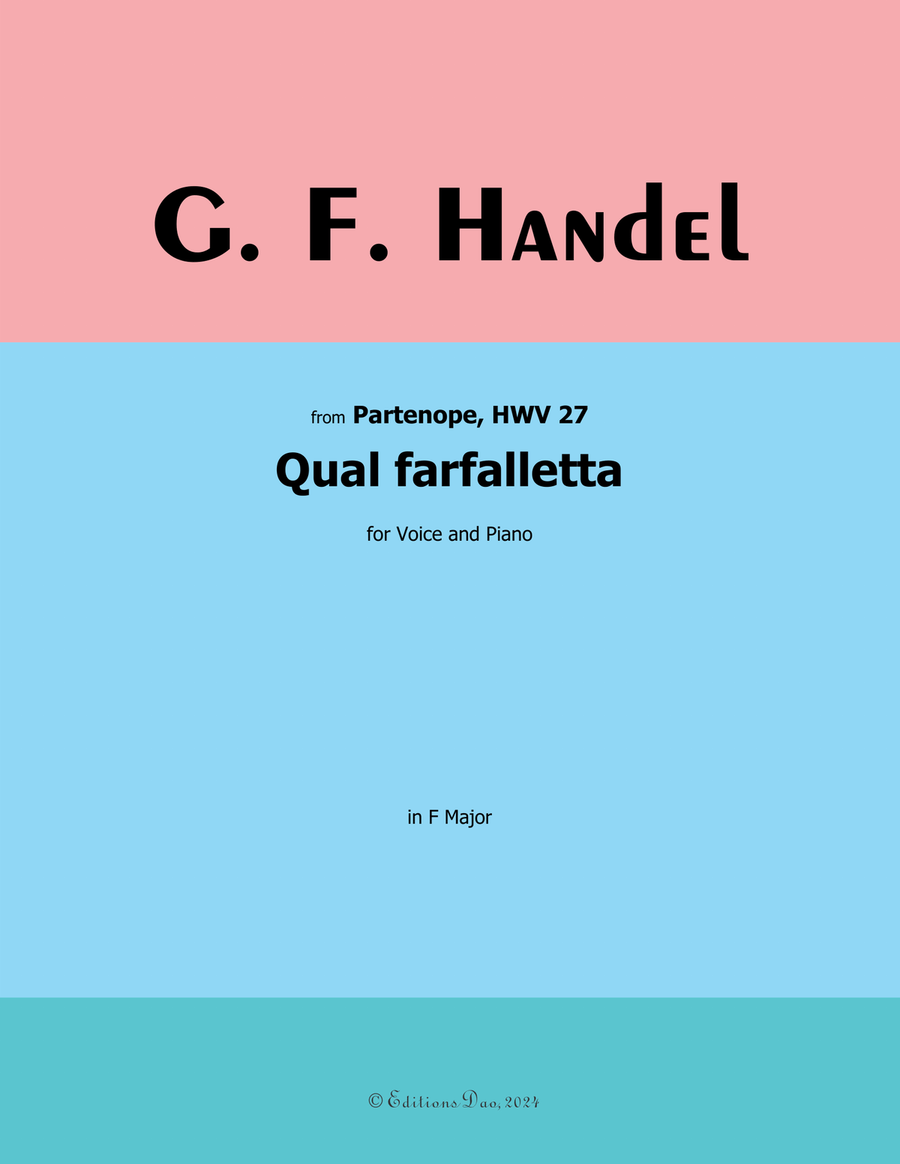 Qual farfalletta, by Handel, in F Major Piano, Vocal scores gallery preview page 1