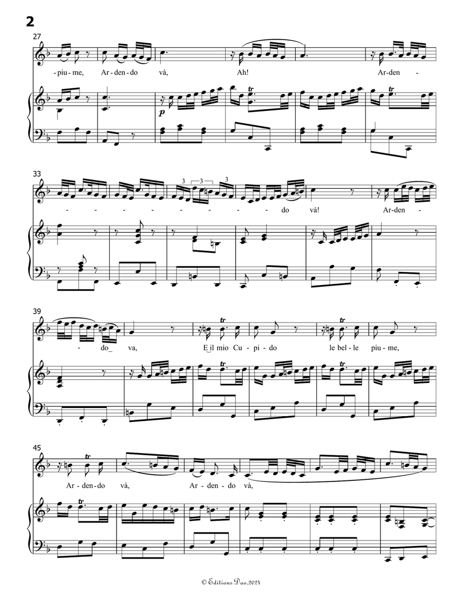 Qual farfalletta, by Handel, in F Major Piano, Vocal scores gallery preview page 4