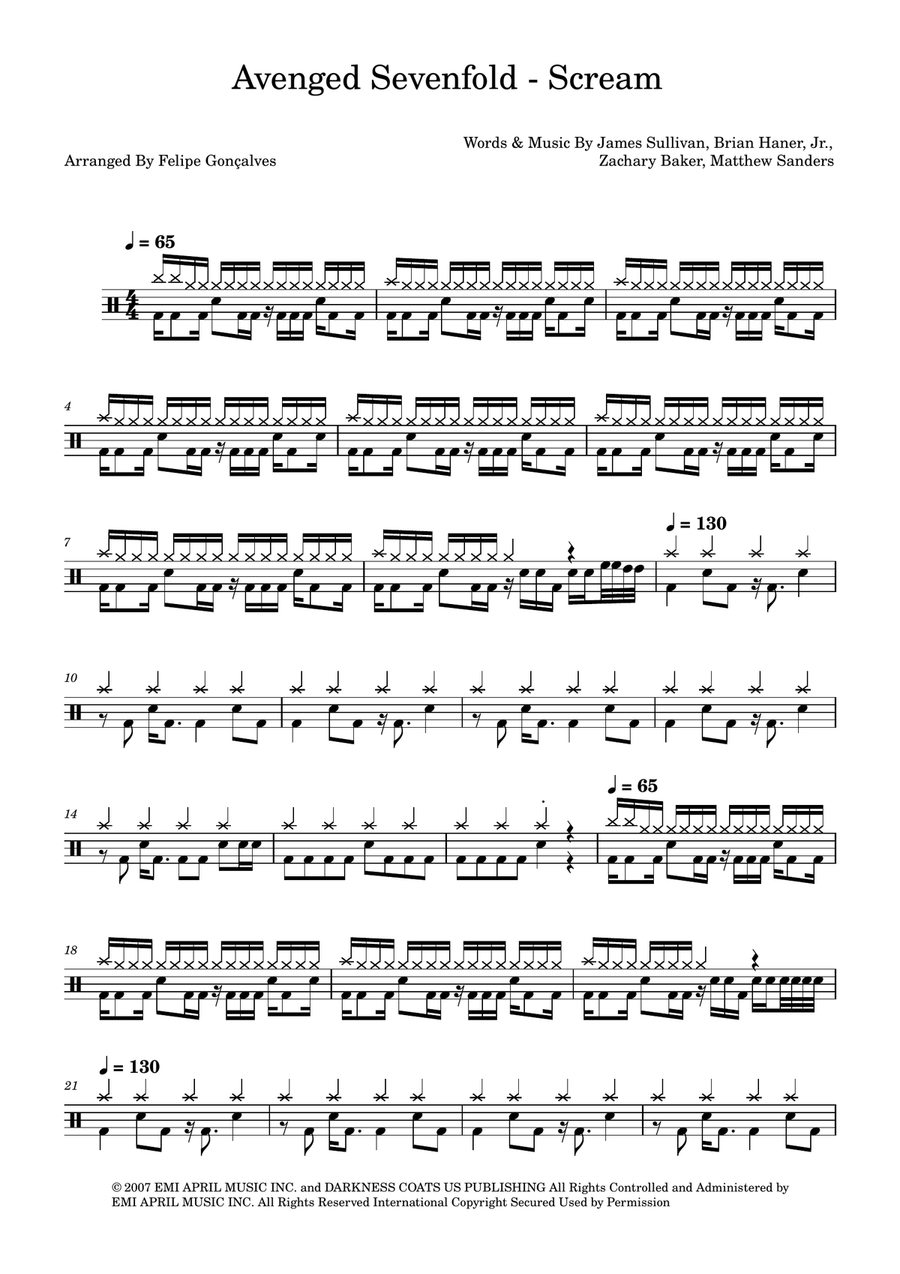 Scream Scream Drum Set scores gallery preview page 1