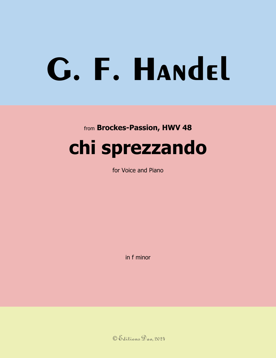 Chi sprezzando, by Handel, in f minor Piano, Vocal scores gallery preview page 1
