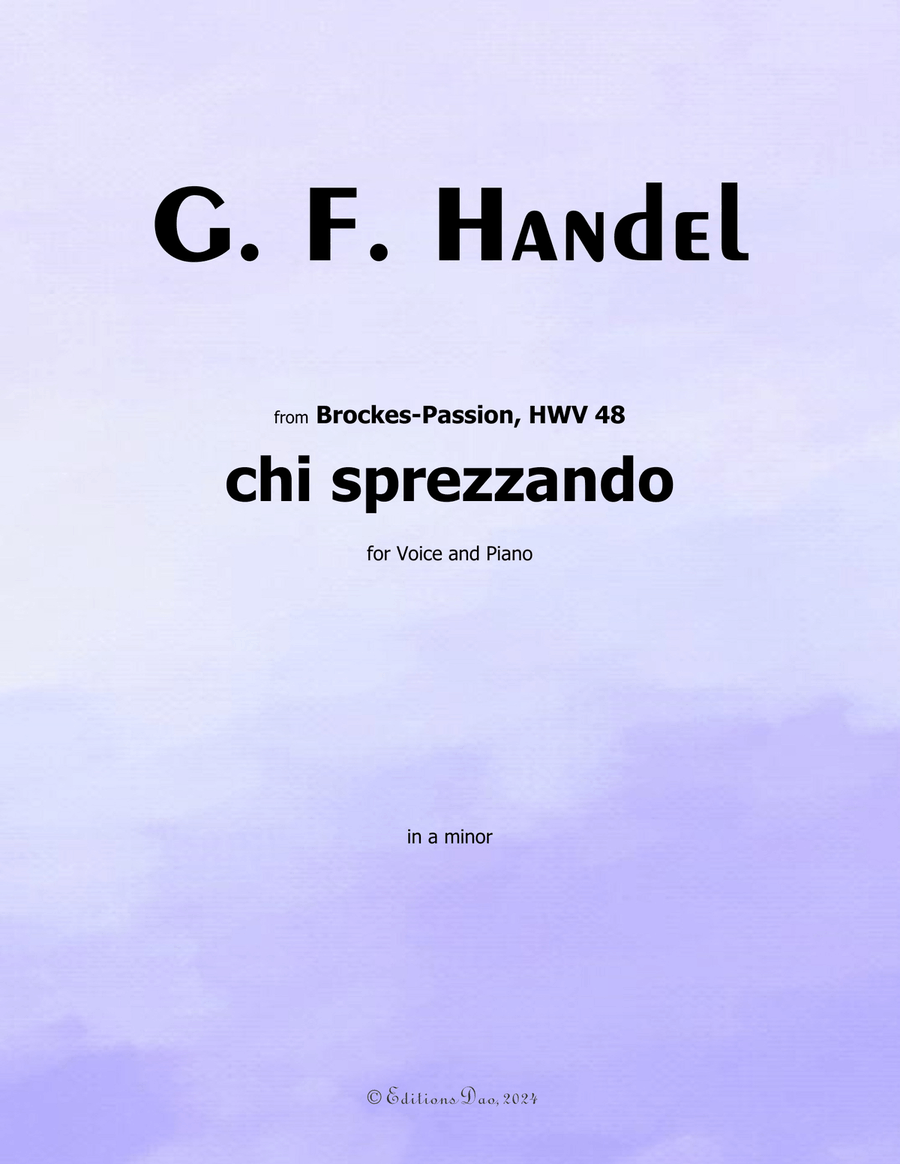 Chi sprezzando, by Handel, in a minor Piano, Vocal scores gallery preview page 1