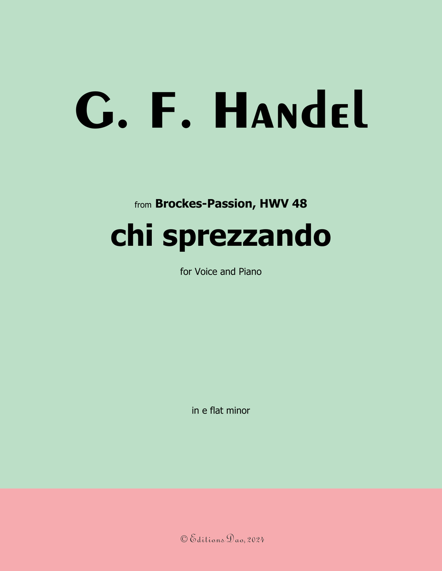 Chi sprezzando, by Handel, in e flat minor Piano, Vocal scores gallery preview page 1