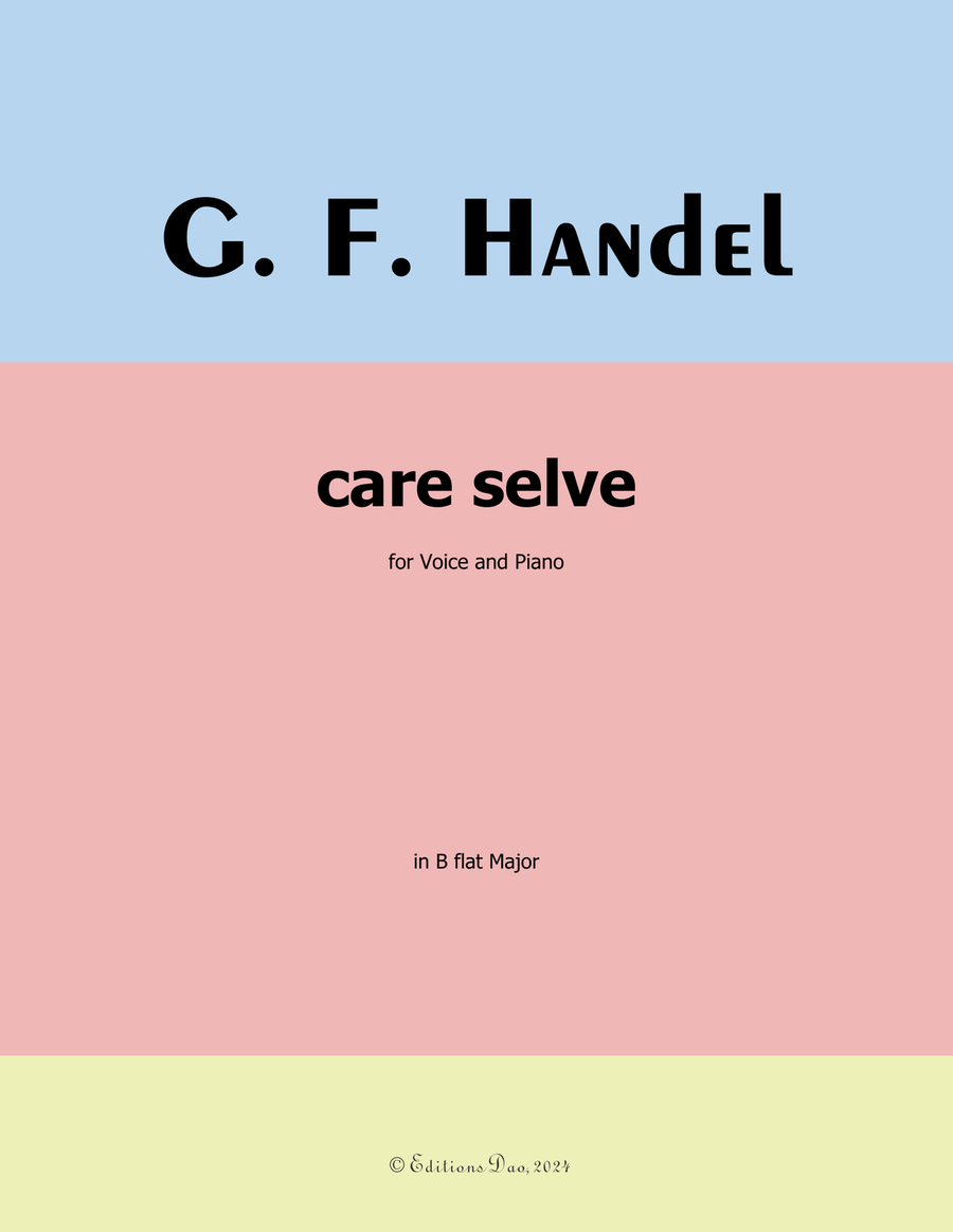 Care selve, by Handel, in B flat Major Piano, Vocal scores gallery preview page 1
