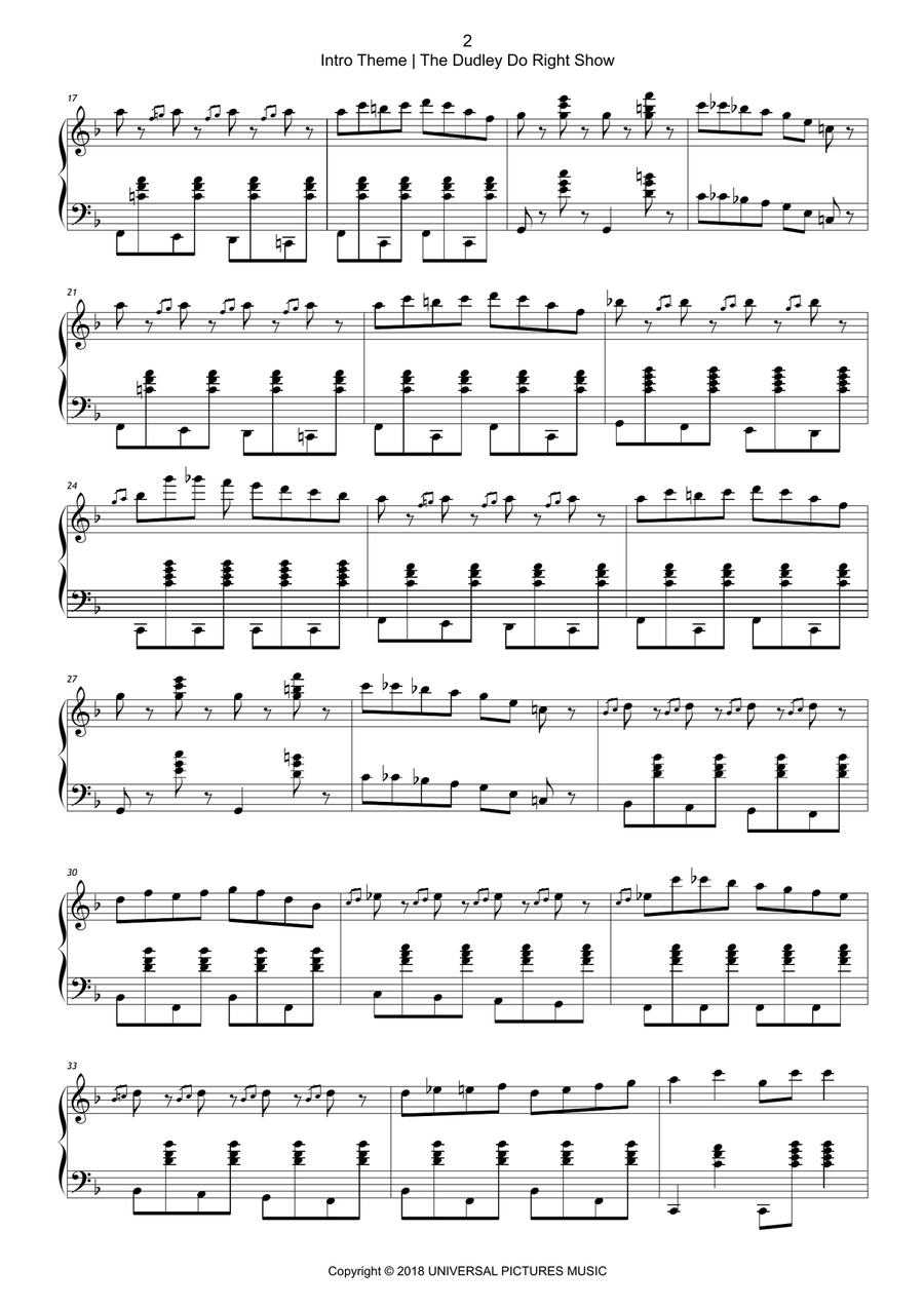 Dudley Do Right, Main Show Ride Piano Solo scores gallery preview page 2