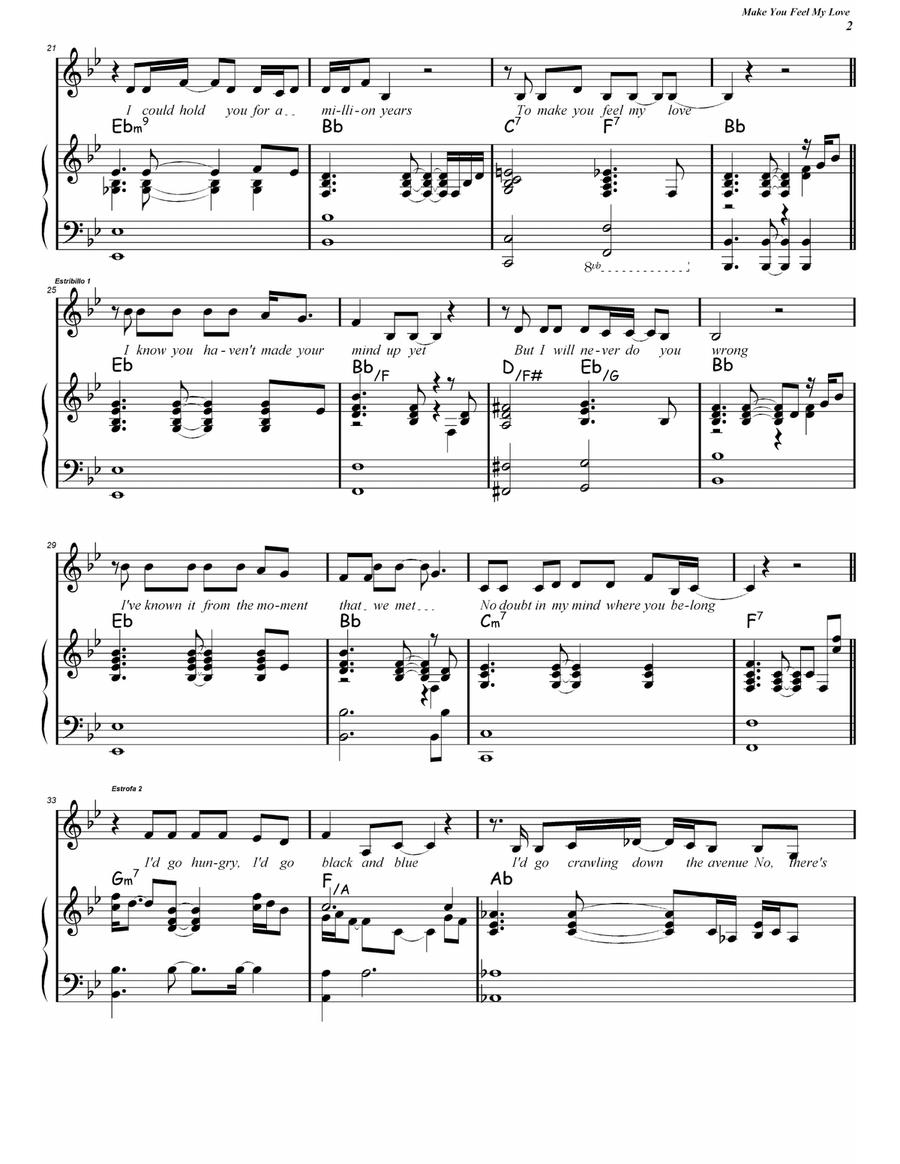 Make You Feel My Love Make You Feel My Love Piano, Vocal scores gallery preview page 2