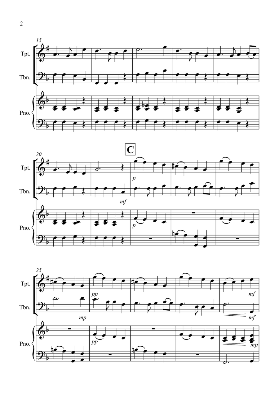Auld Lang Syne for Trumpet and Trombone Duet Brass Duet scores gallery preview page 2