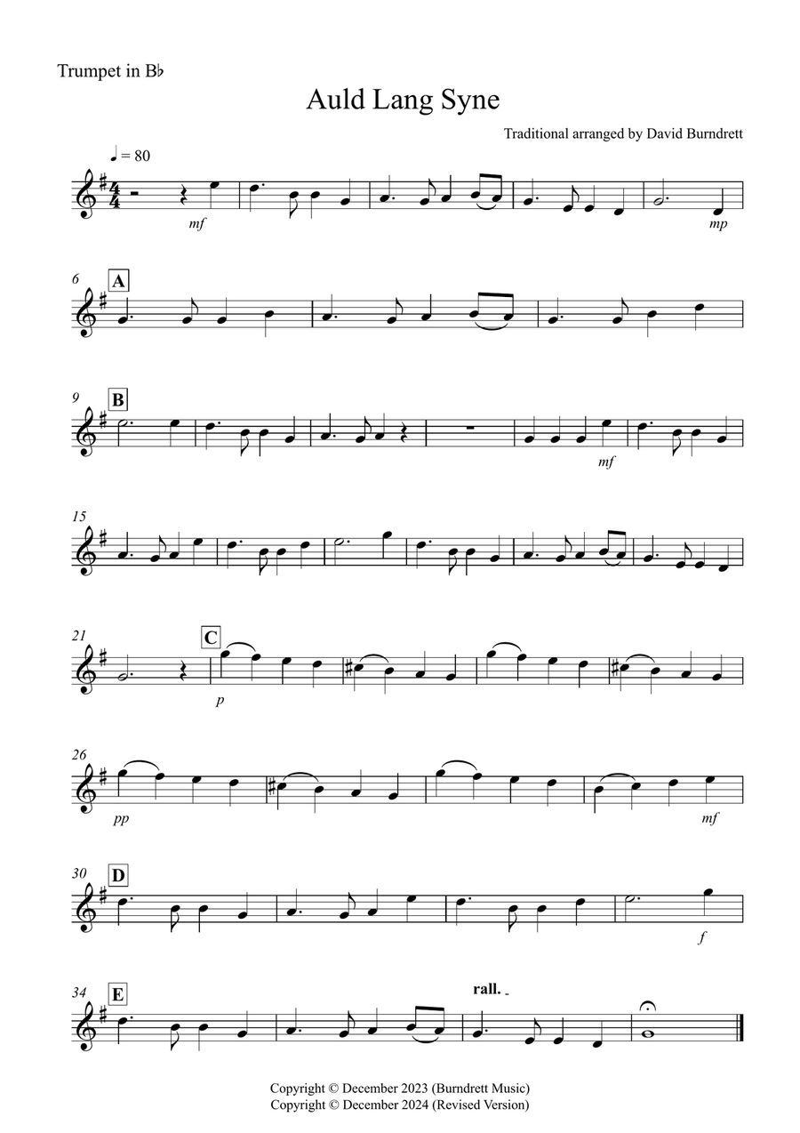 Auld Lang Syne for Trumpet and Trombone Duet Brass Duet scores gallery preview page 4