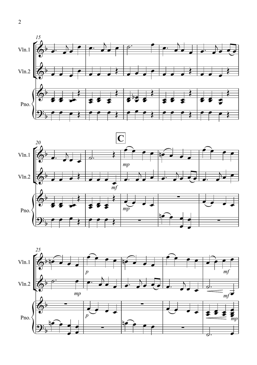 Auld Lang Syne for Violin Duet String Duet scores gallery preview page 2