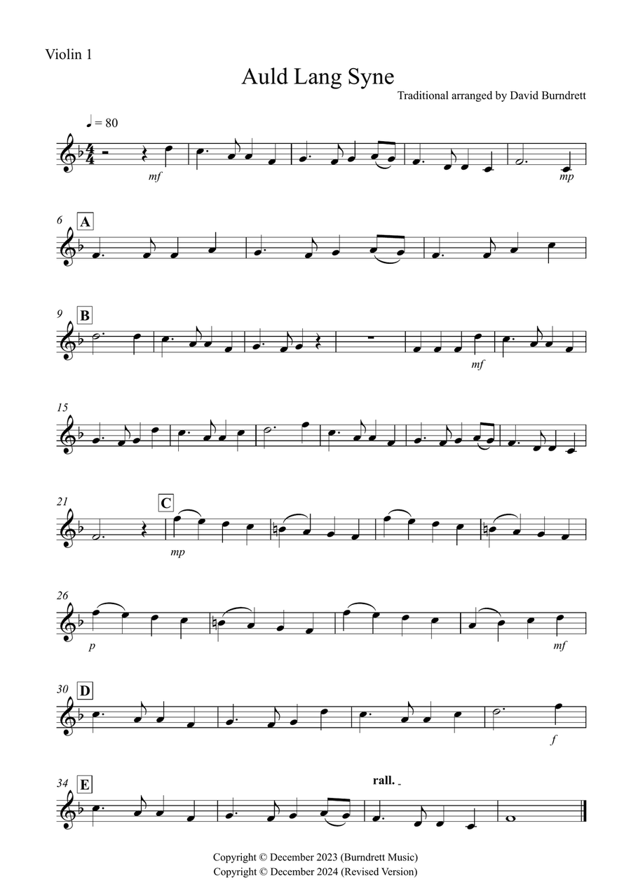 Auld Lang Syne for Violin Duet String Duet scores gallery preview page 4