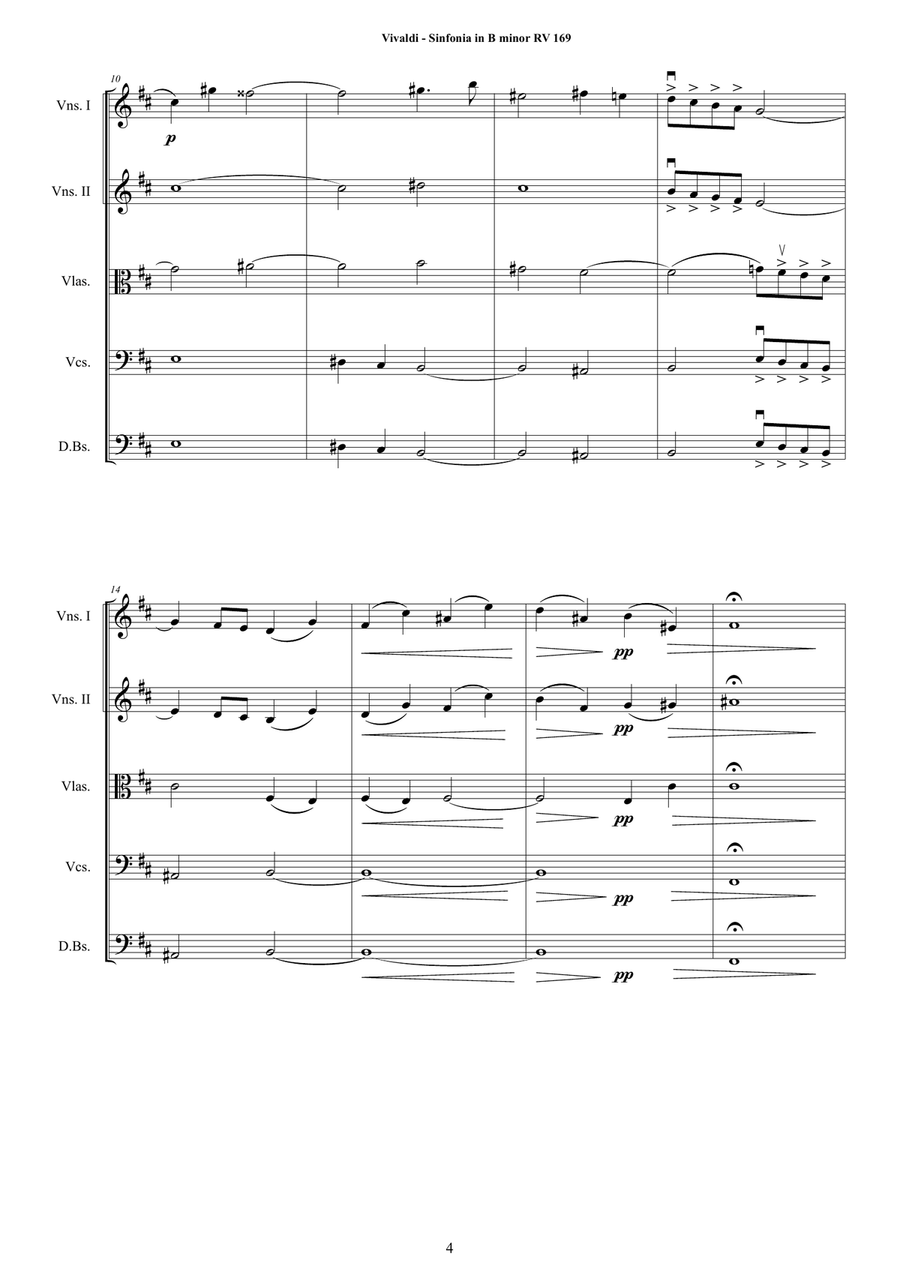 Vivaldi - Sinfonia in B minor (Al Santo Sepolcro) RV 169 for Strings Orchestra String Orchestra scores gallery preview page 4