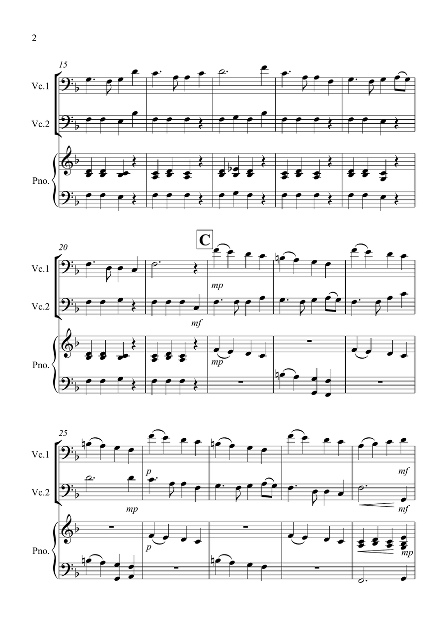 Auld Lang Syne for Cello Duet String Duet scores gallery preview page 2