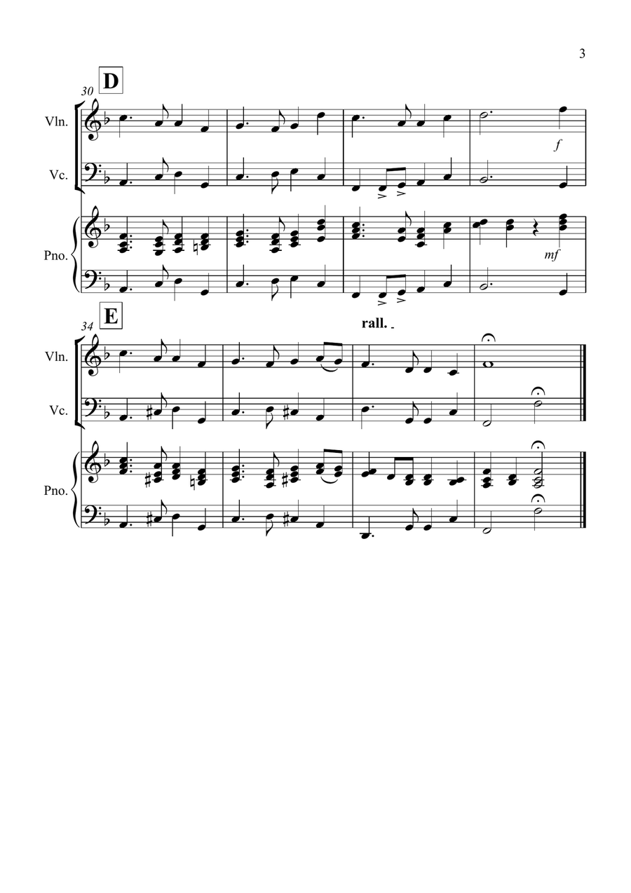 Auld Lang Syne for Violin and Cello Duet String Duet scores gallery preview page 3