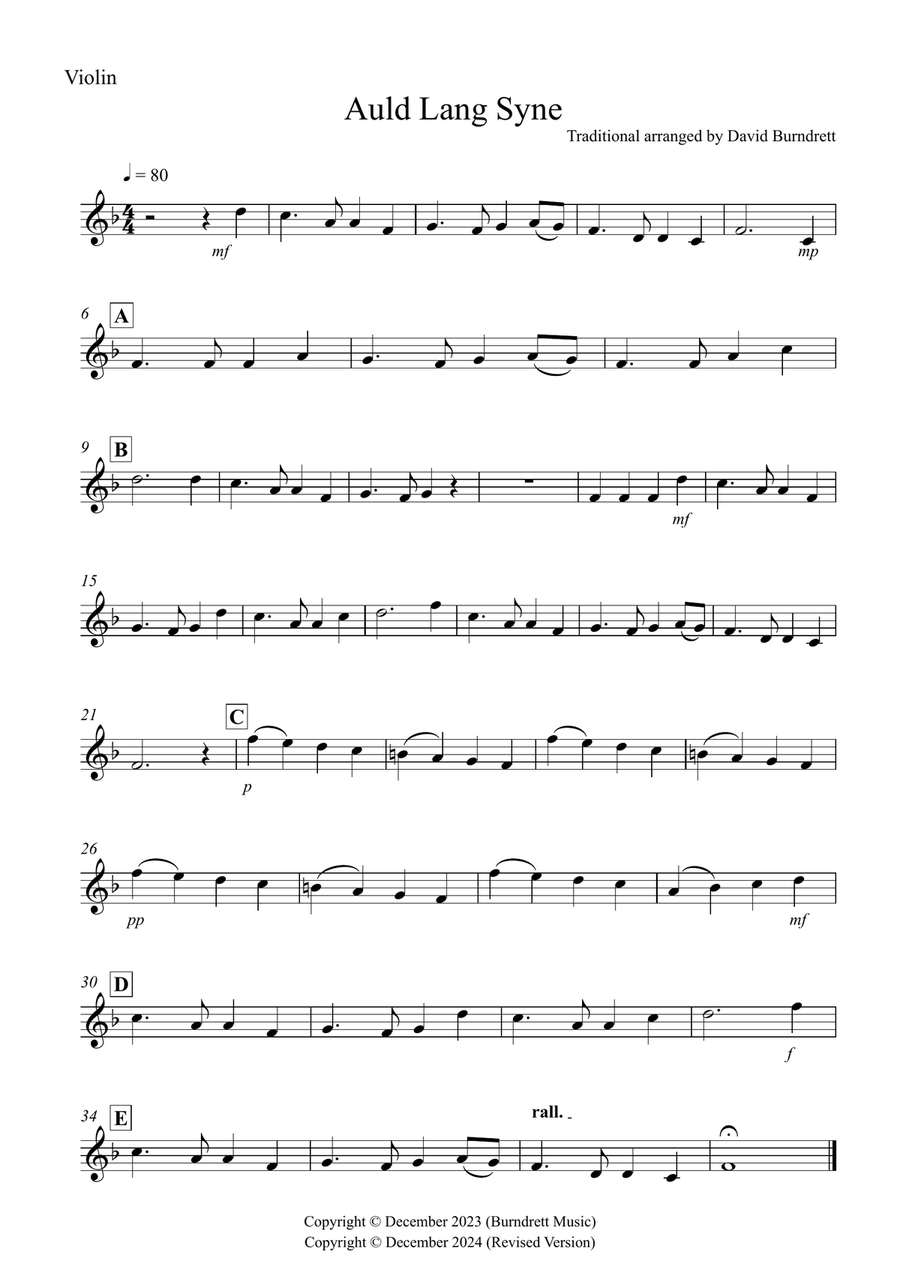 Auld Lang Syne for Violin and Cello Duet String Duet scores gallery preview page 4