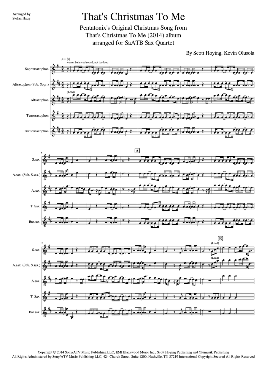 That's Christmas To Me That's Christmas To Me Saxophone Quartet scores gallery preview page 2