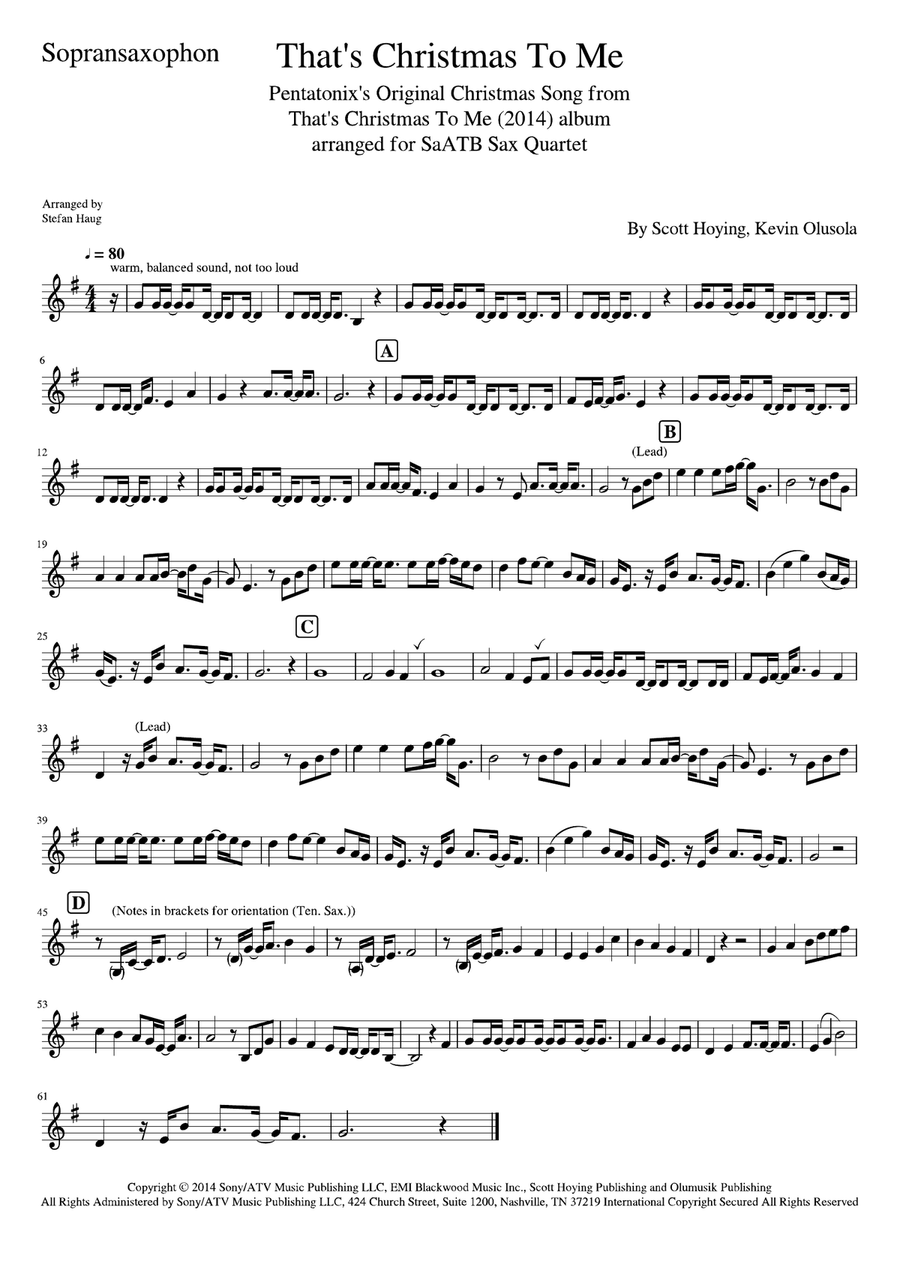That's Christmas To Me That's Christmas To Me Saxophone Quartet scores gallery preview page 5