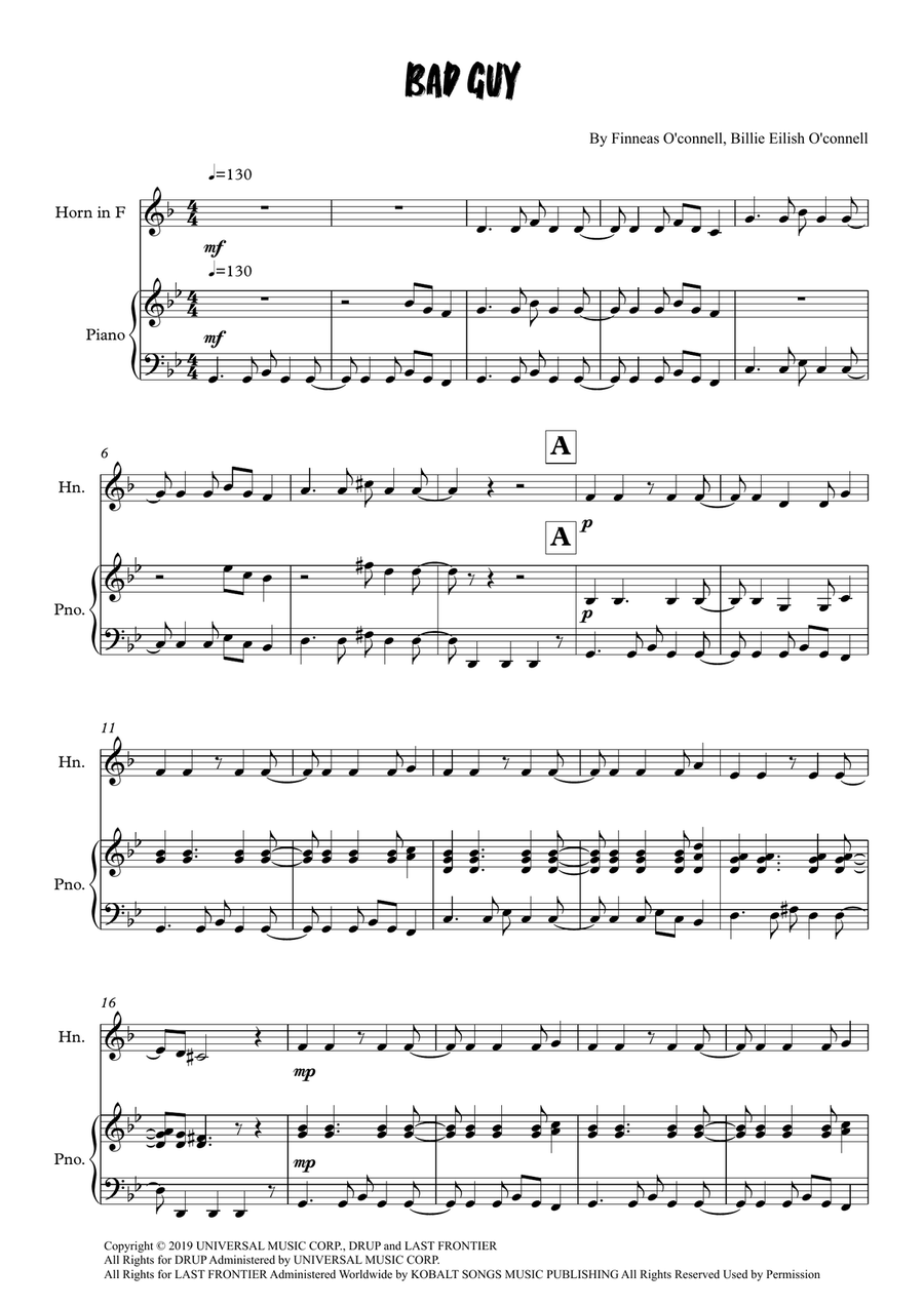 Bad Guy Bad Guy Piano scores gallery preview page 1
