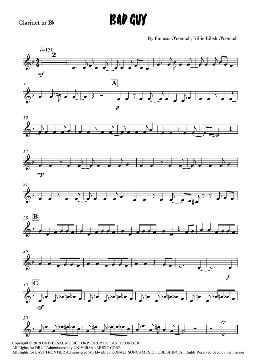 Bad Guy Bad Guy Clarinet Solo scores gallery preview page 3