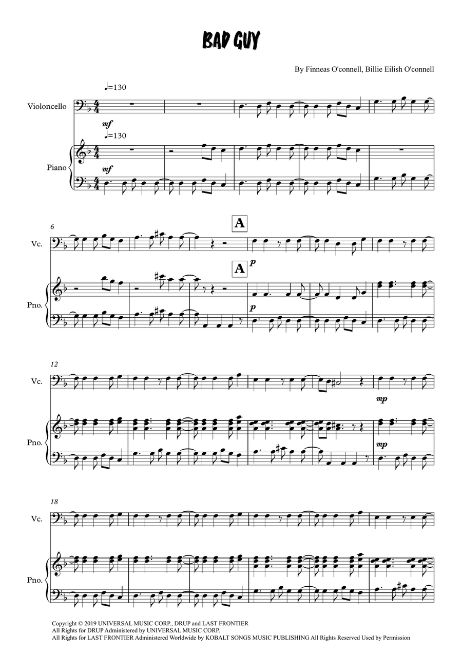 Bad Guy Bad Guy Piano scores gallery preview page 1