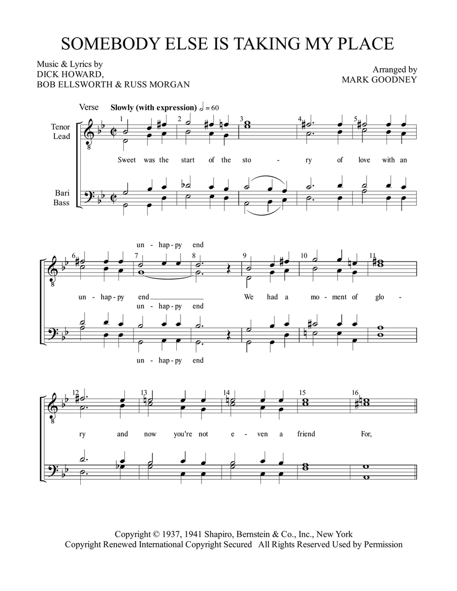 Somebody Else Is Taking My Place TTBB scores gallery preview page 2