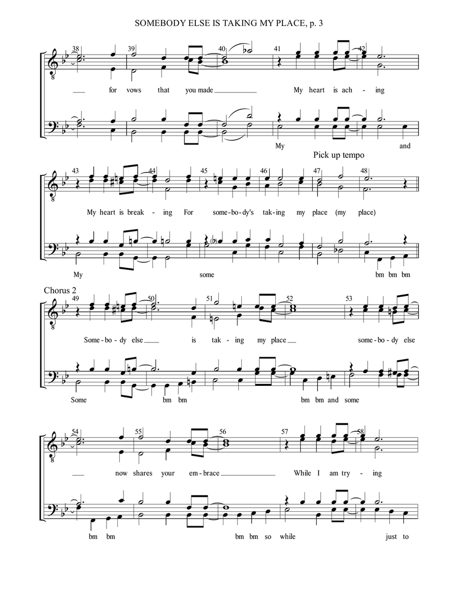 Somebody Else Is Taking My Place TTBB scores gallery preview page 4