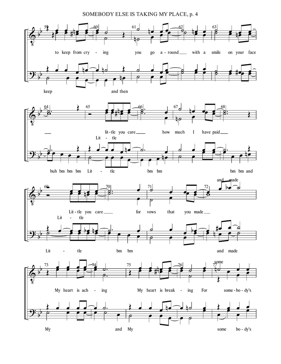 Somebody Else Is Taking My Place TTBB scores gallery preview page 5