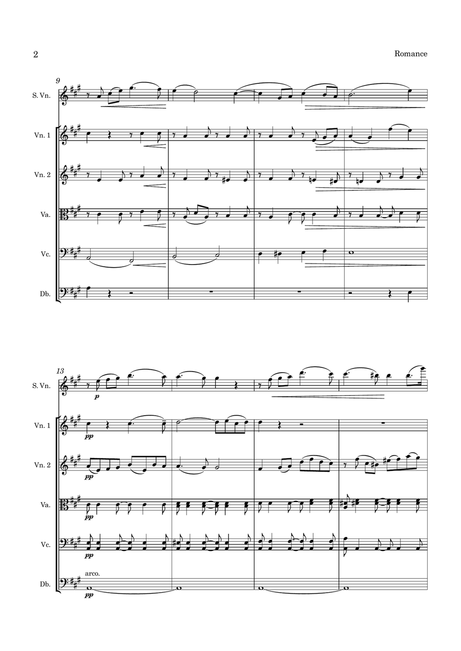 Beach Romance Op 23 for Violin and String Orchestra String Orchestra scores gallery preview page 3
