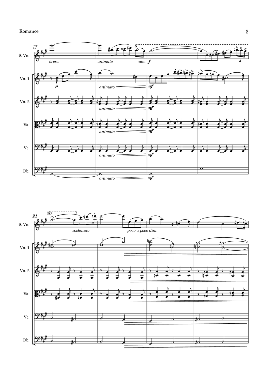 Beach Romance Op 23 for Violin and String Orchestra String Orchestra scores gallery preview page 4
