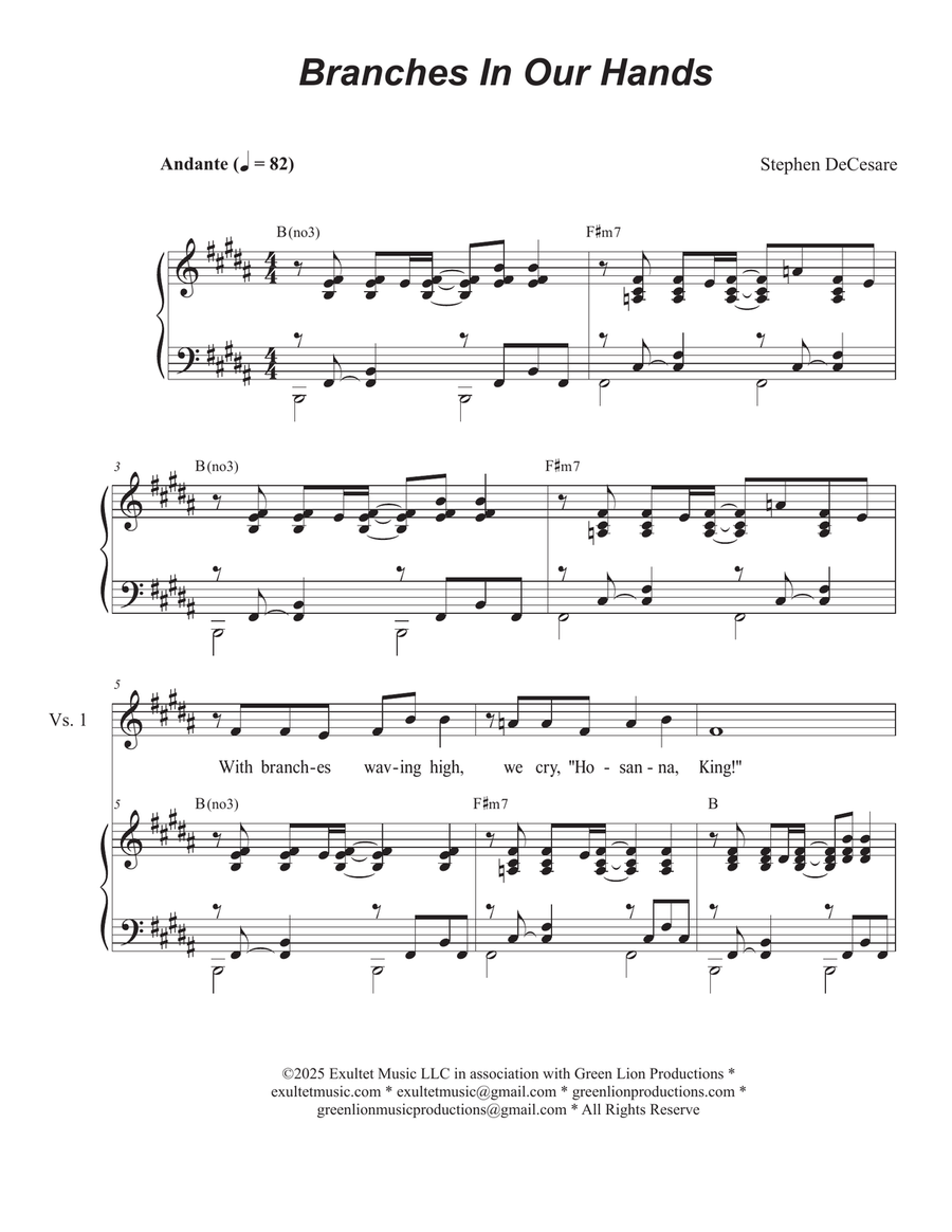 Branches In Our Hands (Vocal solo) Piano, Vocal scores gallery preview page 1
