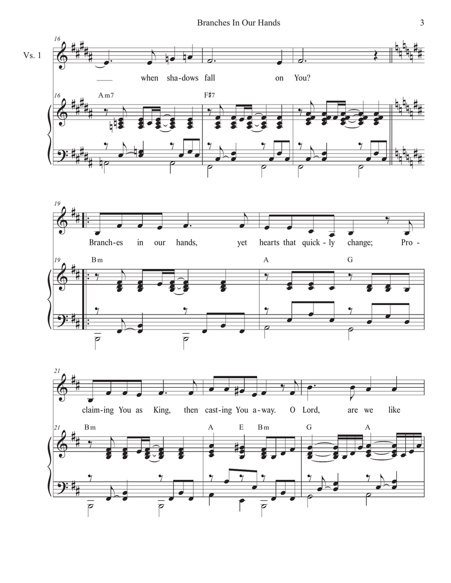 Branches In Our Hands (Vocal solo) Piano, Vocal scores gallery preview page 3