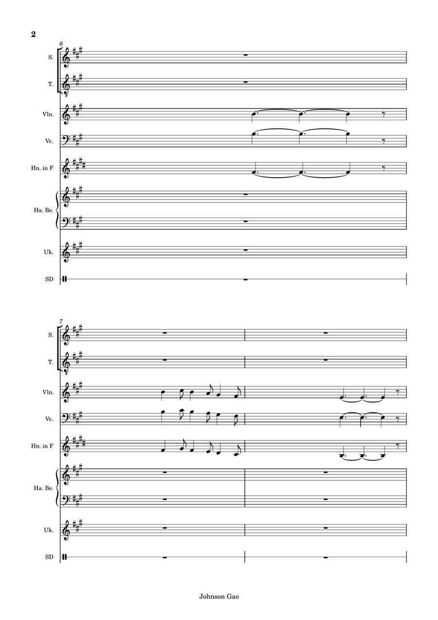新二版敕勒歌. New Chi Le Song. Version B Handbell Choir scores gallery preview page 2