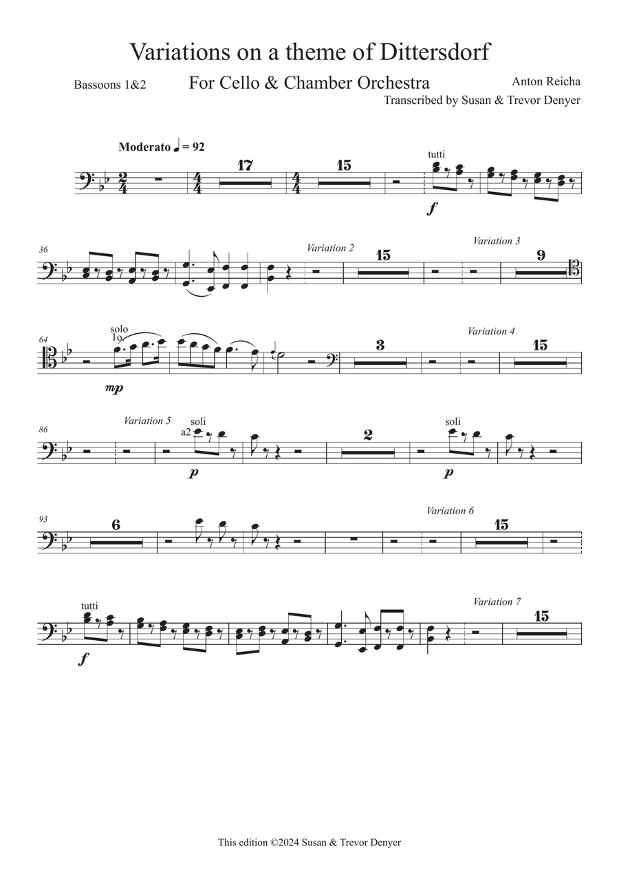 Variations of a Theme of Dittersdorf for Cello and Chamber Orchestra Chamber Orchestra scores gallery preview page 1