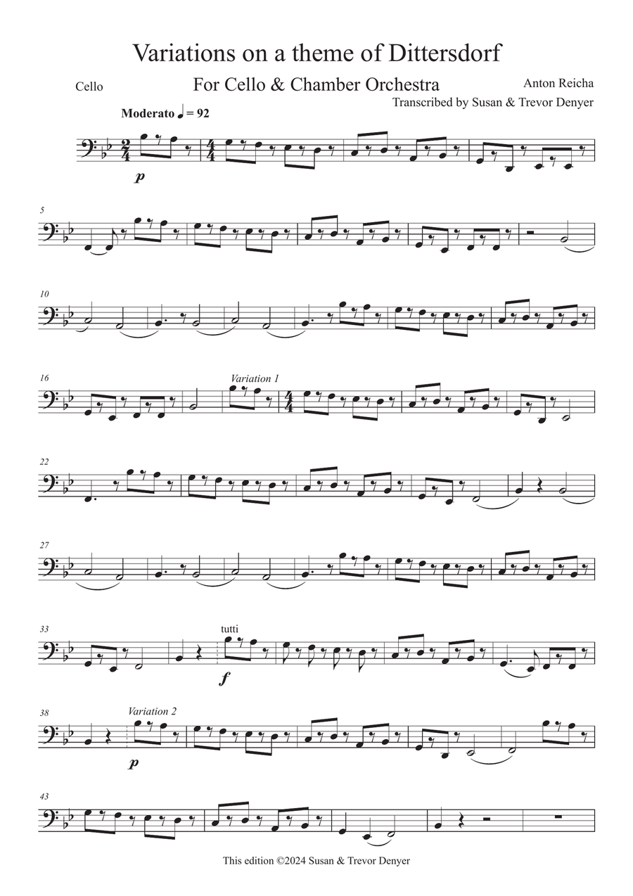 Variations of a Theme of Dittersdorf for Cello and Chamber Orchestra Chamber Orchestra scores gallery preview page 3