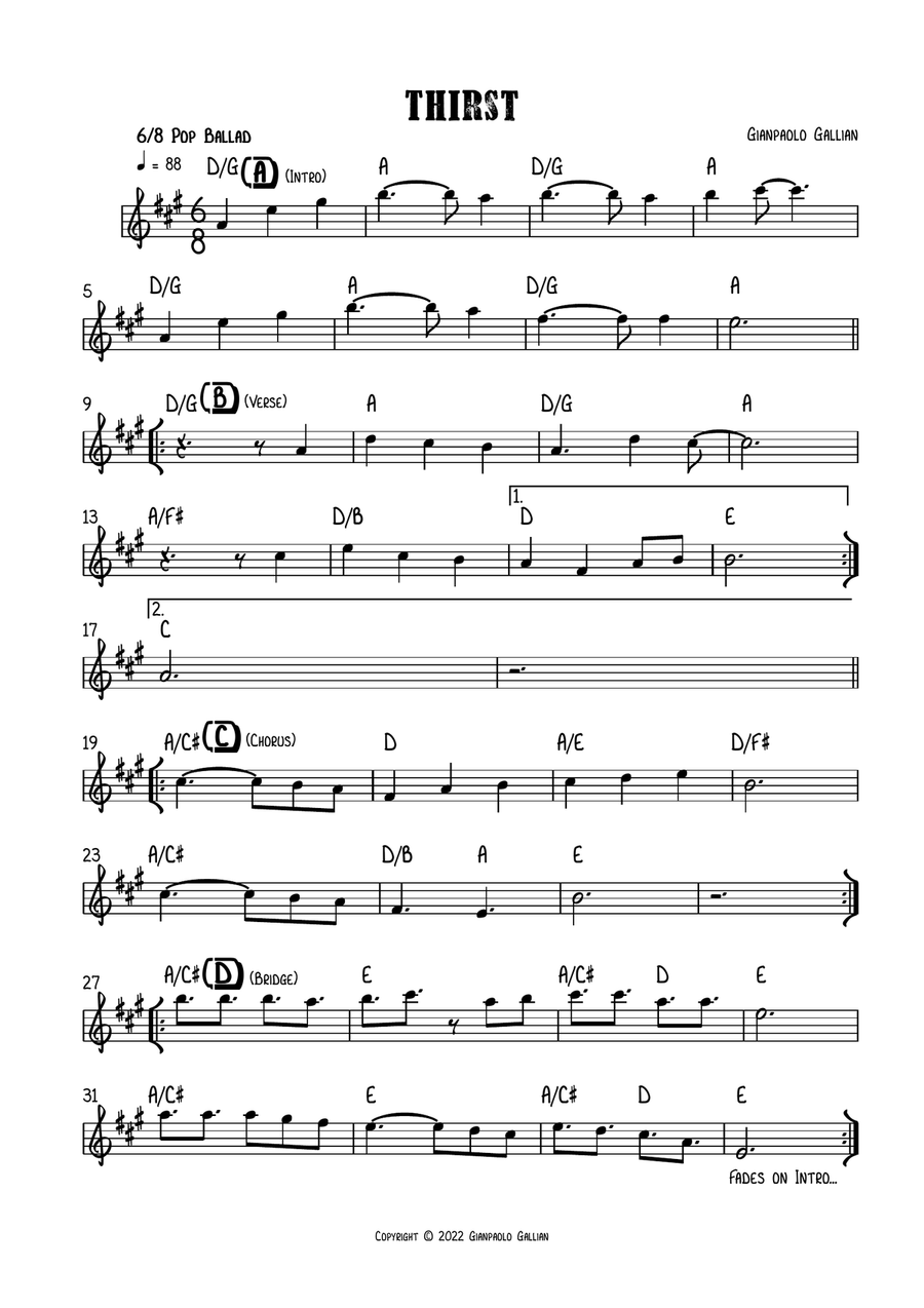 Thirst Thirst Piano scores gallery preview page 1
