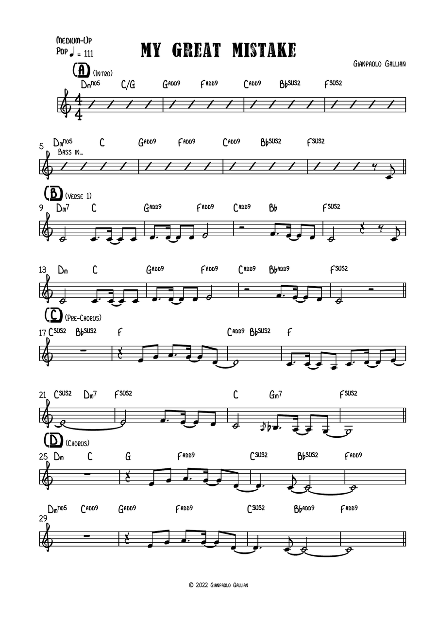 My Great Mistake My Great Mistake Piano scores gallery preview page 1