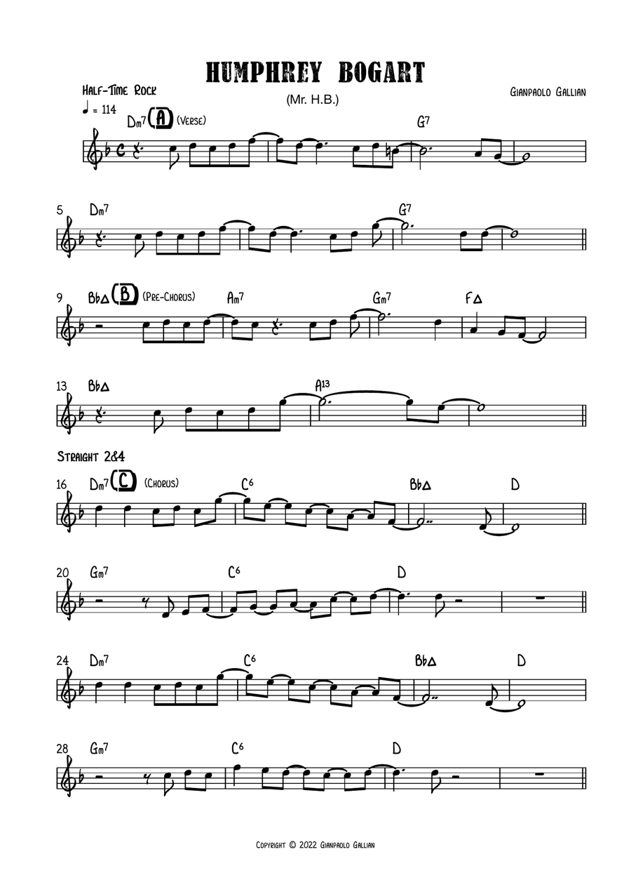 Humphrey Bogart (Mr. H.B.) Piano scores gallery preview page 1
