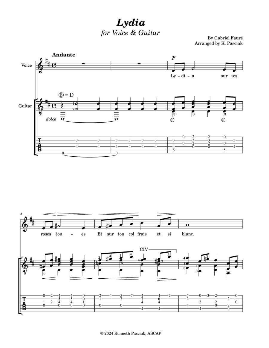 Lydia (for Voice & Guitar) Acoustic Guitar scores gallery preview page 3