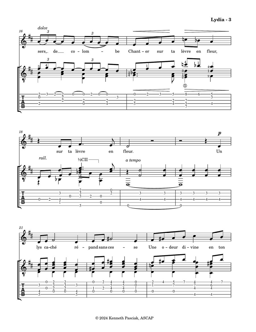 Lydia (for Voice & Guitar) Acoustic Guitar scores gallery preview page 5