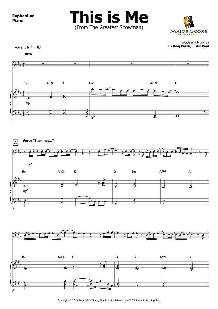 This Is Me Euphonium scores gallery preview page 2
