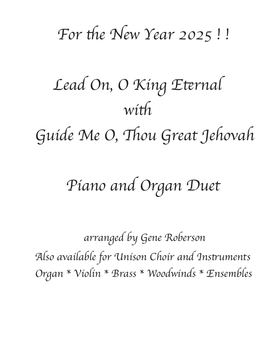 Lead On O King Eternal with Guide Me Organ Piano Duet Organ Solo scores gallery preview page 1