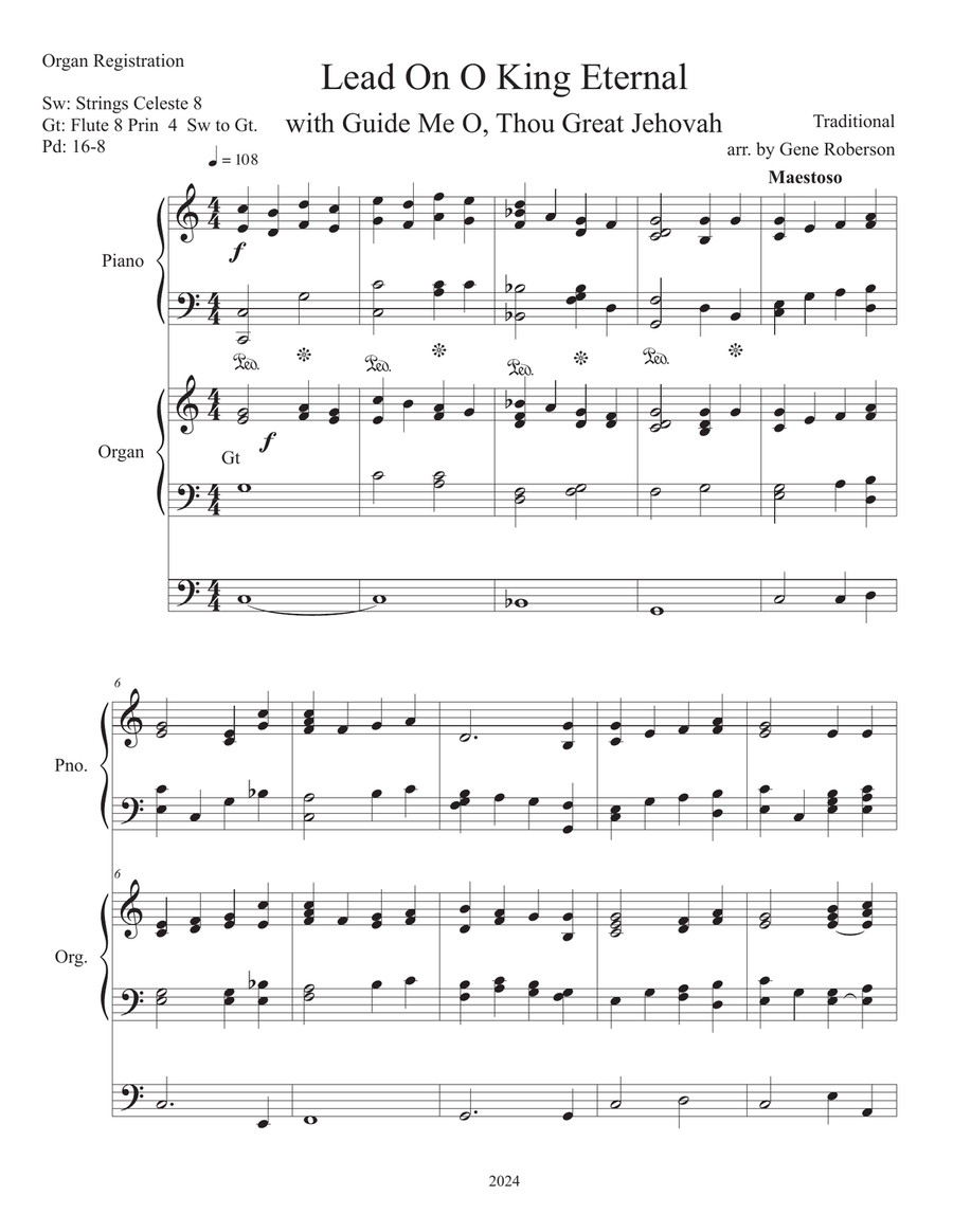 Lead On O King Eternal with Guide Me Organ Piano Duet Organ Solo scores gallery preview page 2